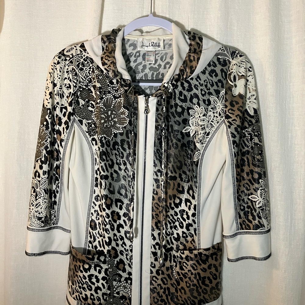 Joseph Ribkoff Black and Brown Bomber Jacket